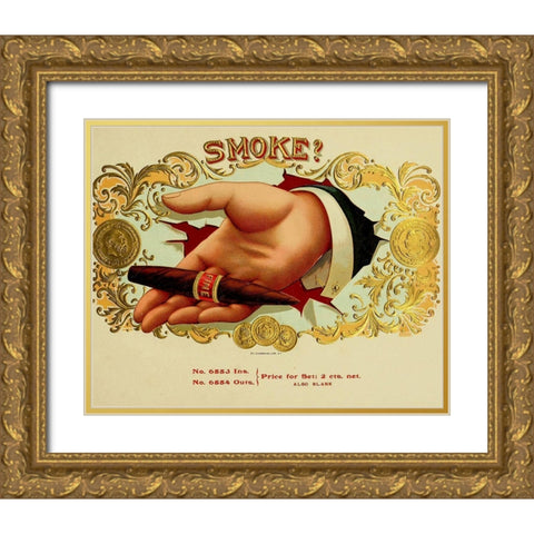 Smoke Cig Gold Ornate Wood Framed Art Print with Double Matting by Vintage Apple Collection