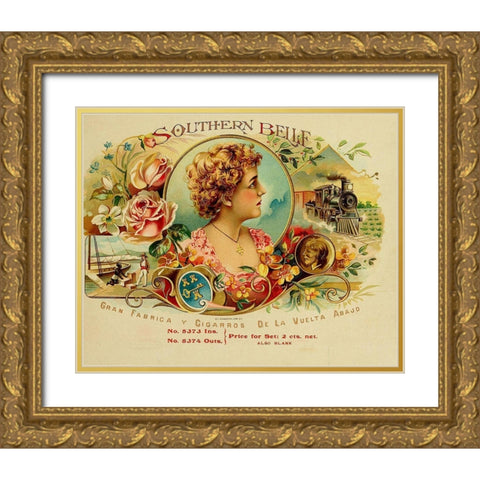Southern Belle Gold Ornate Wood Framed Art Print with Double Matting by Vintage Apple Collection