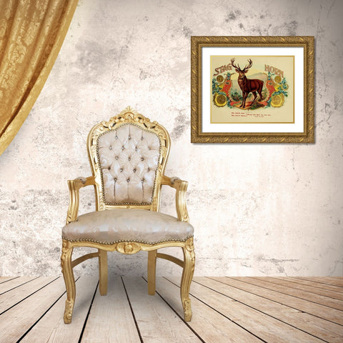 Stag Cig Gold Ornate Wood Framed Art Print with Double Matting by Vintage Apple Collection