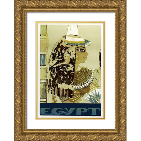 Visit Egypt Cleopatra Gold Ornate Wood Framed Art Print with Double Matting by Vintage Apple Collection