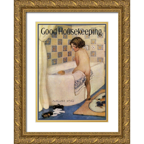 Good Housekeeping I Gold Ornate Wood Framed Art Print with Double Matting by Vintage Apple Collection