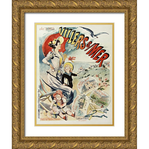 Villers Mer Gold Ornate Wood Framed Art Print with Double Matting by Vintage Apple Collection