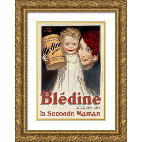BlÃ©dine Gold Ornate Wood Framed Art Print with Double Matting by Vintage Apple Collection