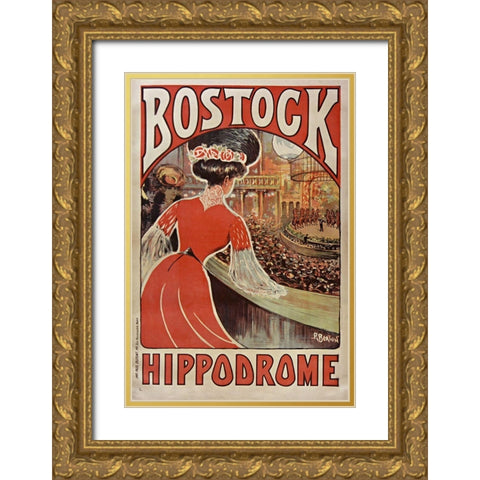 Bostock Hippodrome Gold Ornate Wood Framed Art Print with Double Matting by Vintage Apple Collection