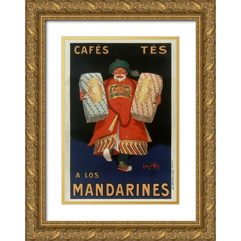CafÃ©s TÃ©s Gold Ornate Wood Framed Art Print with Double Matting by Vintage Apple Collection