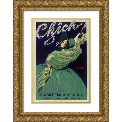 Chick Cigarettes Gold Ornate Wood Framed Art Print with Double Matting by Vintage Apple Collection