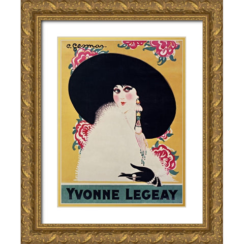 Yvonne Legeay Gold Ornate Wood Framed Art Print with Double Matting by Vintage Apple Collection