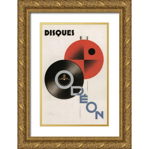 Discs Gold Ornate Wood Framed Art Print with Double Matting by Vintage Apple Collection