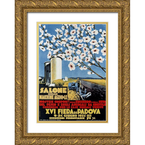 Exhibit Agricultural Machines Gold Ornate Wood Framed Art Print with Double Matting by Vintage Apple Collection