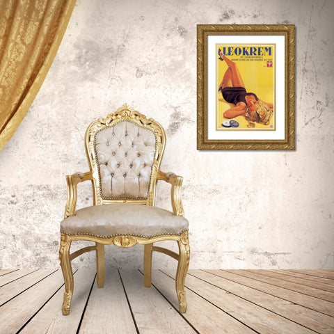 Leokrem Gold Ornate Wood Framed Art Print with Double Matting by Vintage Apple Collection