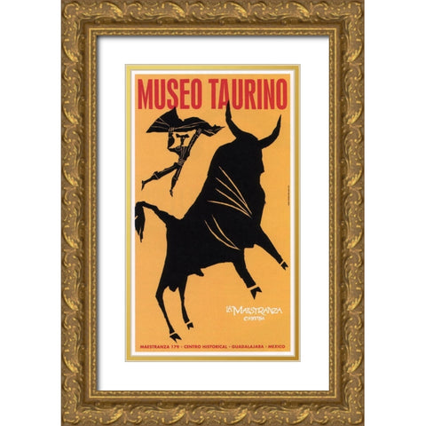 Museo Bull Gold Ornate Wood Framed Art Print with Double Matting by Vintage Apple Collection