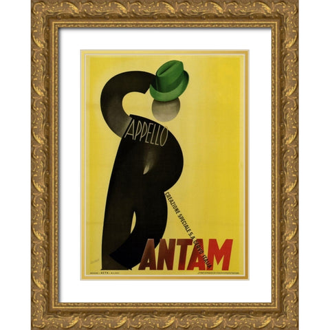 Bantam Hats Gold Ornate Wood Framed Art Print with Double Matting by Vintage Apple Collection