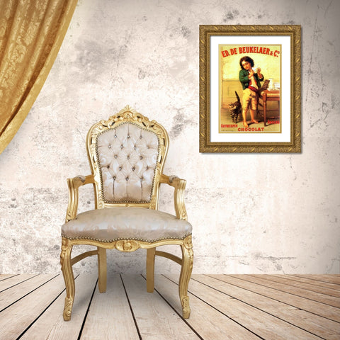 Ed De Beukelaer Chocolate Antwerpen Gold Ornate Wood Framed Art Print with Double Matting by Vintage Apple Collection