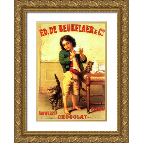 Ed De Beukelaer Chocolate Antwerpen Gold Ornate Wood Framed Art Print with Double Matting by Vintage Apple Collection