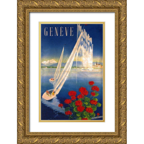 Geneva Gold Ornate Wood Framed Art Print with Double Matting by Vintage Apple Collection