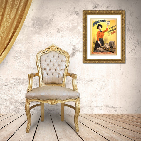 Mimeograph Gold Ornate Wood Framed Art Print with Double Matting by Vintage Apple Collection