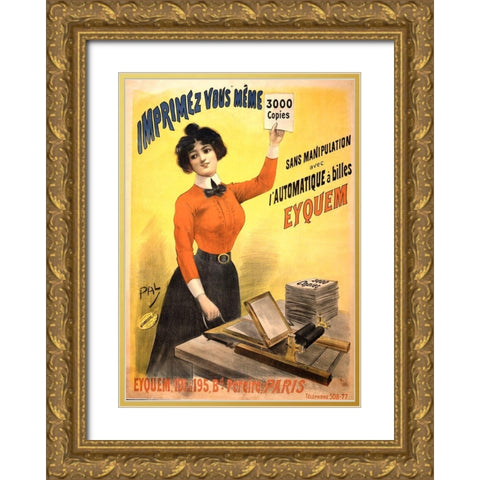 Mimeograph Gold Ornate Wood Framed Art Print with Double Matting by Vintage Apple Collection