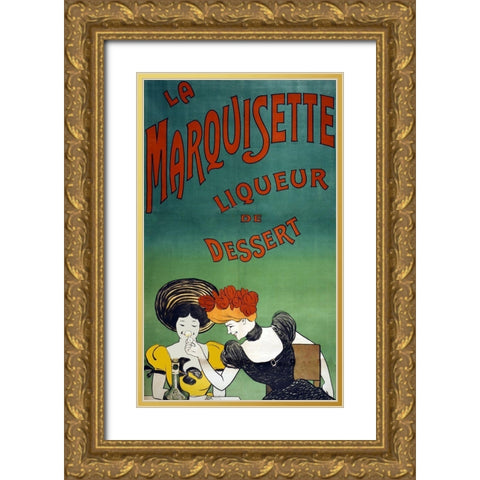 marquisette Gold Ornate Wood Framed Art Print with Double Matting by Vintage Apple Collection