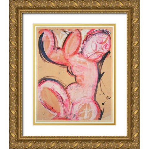Amedeo Modigliani - Caryatid Gold Ornate Wood Framed Art Print with Double Matting by Vintage Apple Collection