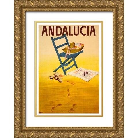 Andalucia Travel Poster Gold Ornate Wood Framed Art Print with Double Matting by Vintage Apple Collection