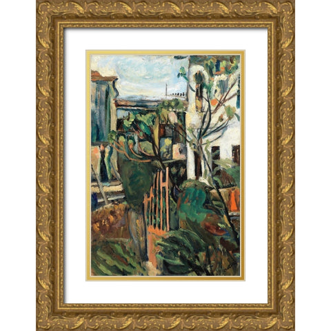 Chaim Soutine - Maison Aux Environs De Paris Gold Ornate Wood Framed Art Print with Double Matting by Vintage Apple Collection