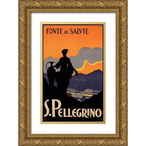 Fonte Di Salvte Gold Ornate Wood Framed Art Print with Double Matting by Vintage Apple Collection