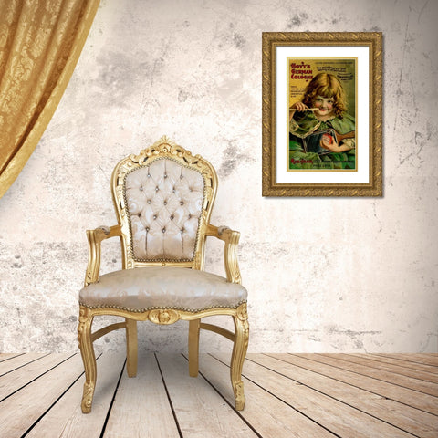 Hoyts Dentifrice Little Green Girl Gold Ornate Wood Framed Art Print with Double Matting by Vintage Apple Collection