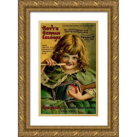 Hoyts Dentifrice Little Green Girl Gold Ornate Wood Framed Art Print with Double Matting by Vintage Apple Collection