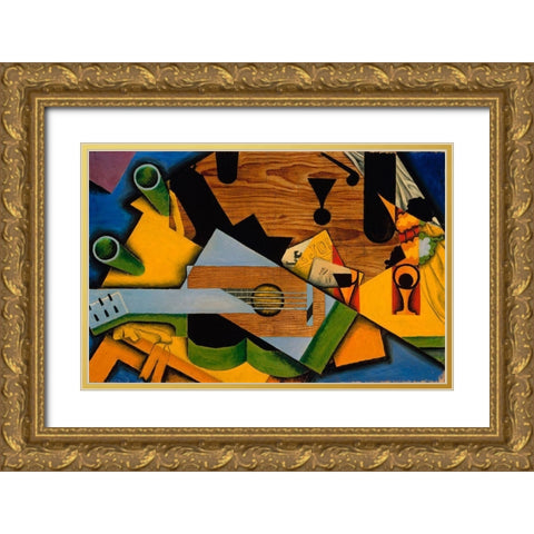 Juan Gris - Still Life With A Guitar Gold Ornate Wood Framed Art Print with Double Matting by Vintage Apple Collection