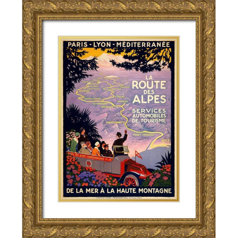 La Route Des Alpes Gold Ornate Wood Framed Art Print with Double Matting by Vintage Apple Collection