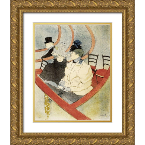 Lautrec - The Grand Lounge Gold Ornate Wood Framed Art Print with Double Matting by Vintage Apple Collection