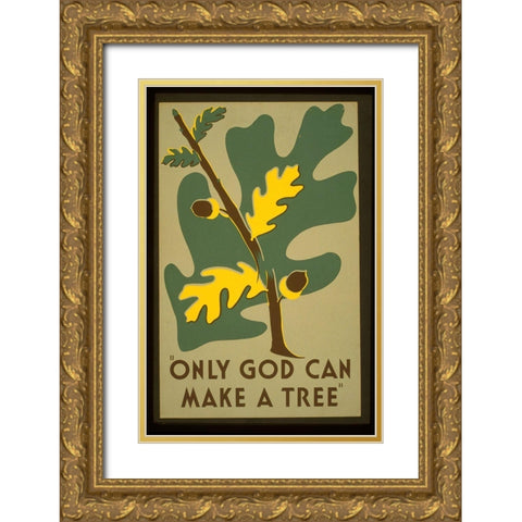Only God Gold Ornate Wood Framed Art Print with Double Matting by Vintage Apple Collection