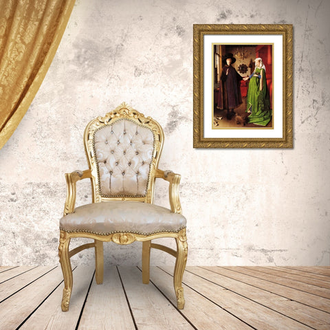 Van Eyck - The Wedding Gold Ornate Wood Framed Art Print with Double Matting by Vintage Apple Collection