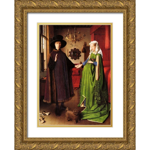 Van Eyck - The Wedding Gold Ornate Wood Framed Art Print with Double Matting by Vintage Apple Collection