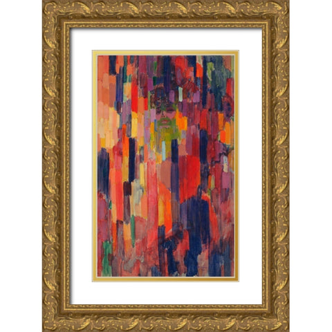 FrantiÅ¡ek Kupka - Mme Kupka among Verticals Gold Ornate Wood Framed Art Print with Double Matting by Vintage Apple Collection