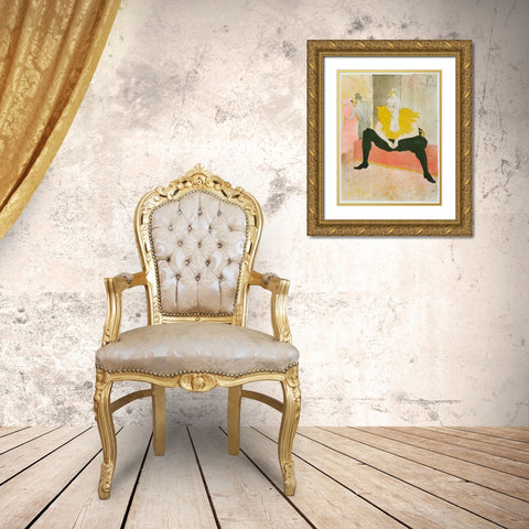 Henri De Toulouse-Lautrec - La Clownesse Assise From Elles Gold Ornate Wood Framed Art Print with Double Matting by Vintage Apple Collection
