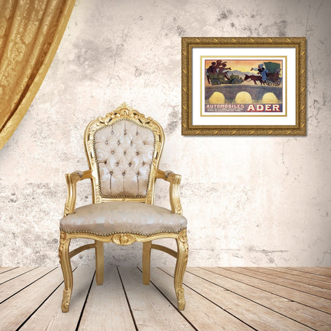 Ader Auto 1903 Gold Ornate Wood Framed Art Print with Double Matting by Vintage Apple Collection