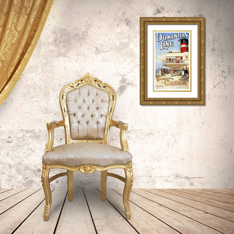 Dominion Line Liverpool Gold Ornate Wood Framed Art Print with Double Matting by Vintage Apple Collection