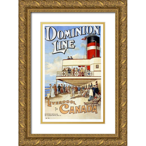 Dominion Line Liverpool Gold Ornate Wood Framed Art Print with Double Matting by Vintage Apple Collection