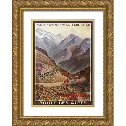 Route Des Alpes Gold Ornate Wood Framed Art Print with Double Matting by Vintage Apple Collection