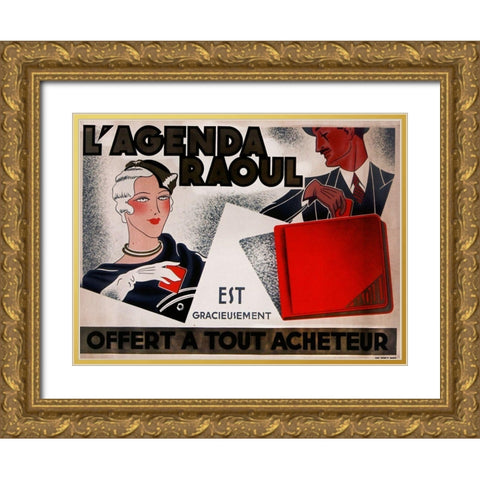 La Agenda Raoul Gold Ornate Wood Framed Art Print with Double Matting by Vintage Apple Collection