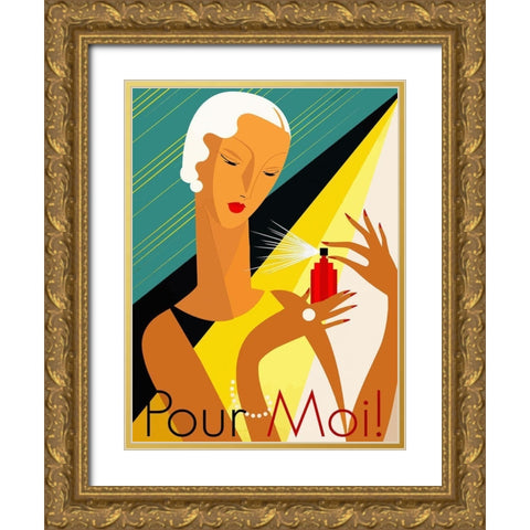 Pour Moi Gold Ornate Wood Framed Art Print with Double Matting by Vintage Apple Collection