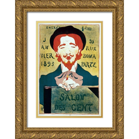 Salon Des Cent Artist Gold Ornate Wood Framed Art Print with Double Matting by Vintage Apple Collection