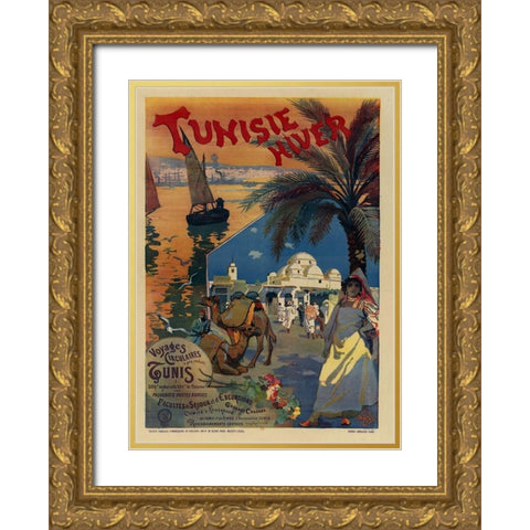 Tunisie Hiver Gold Ornate Wood Framed Art Print with Double Matting by Vintage Apple Collection