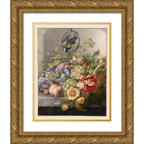 Flowers Nine Gold Ornate Wood Framed Art Print with Double Matting by Vintage Apple Collection