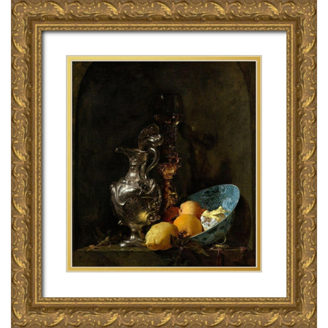 Flowers Twelve Gold Ornate Wood Framed Art Print with Double Matting by Vintage Apple Collection