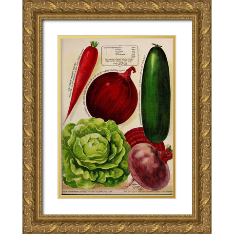 Annual Of True Blue Veggies Gold Ornate Wood Framed Art Print with Double Matting by Vintage Apple Collection
