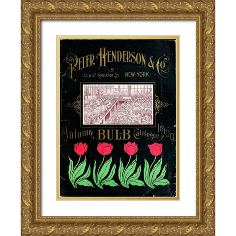 Henderson Tulips Gold Ornate Wood Framed Art Print with Double Matting by Vintage Apple Collection