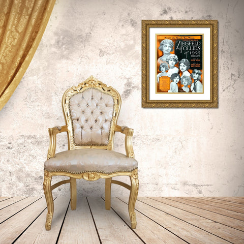 Zig 004 Gold Ornate Wood Framed Art Print with Double Matting by Vintage Apple Collection