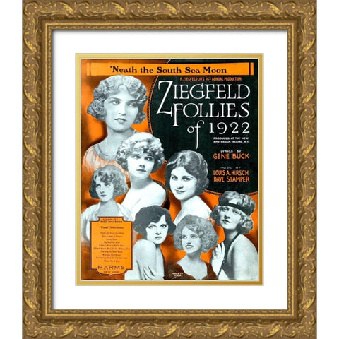 Zig 004 Gold Ornate Wood Framed Art Print with Double Matting by Vintage Apple Collection